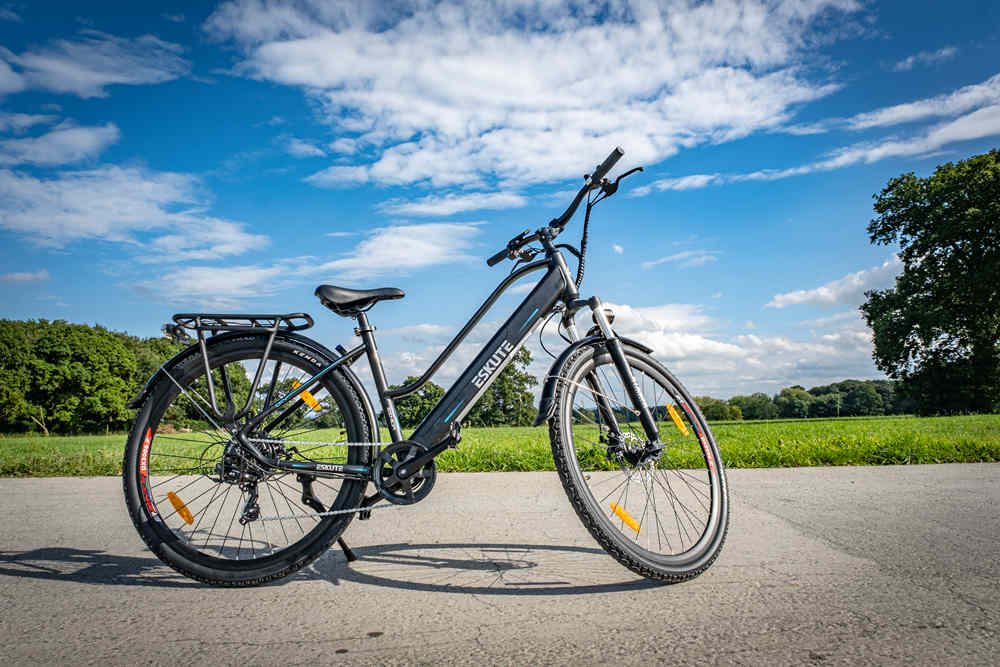 Electric Bike with throttle is parked on the road