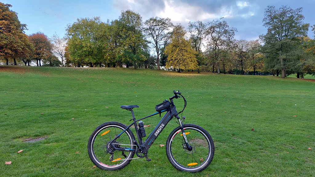 electric mountain bike on the grasslands