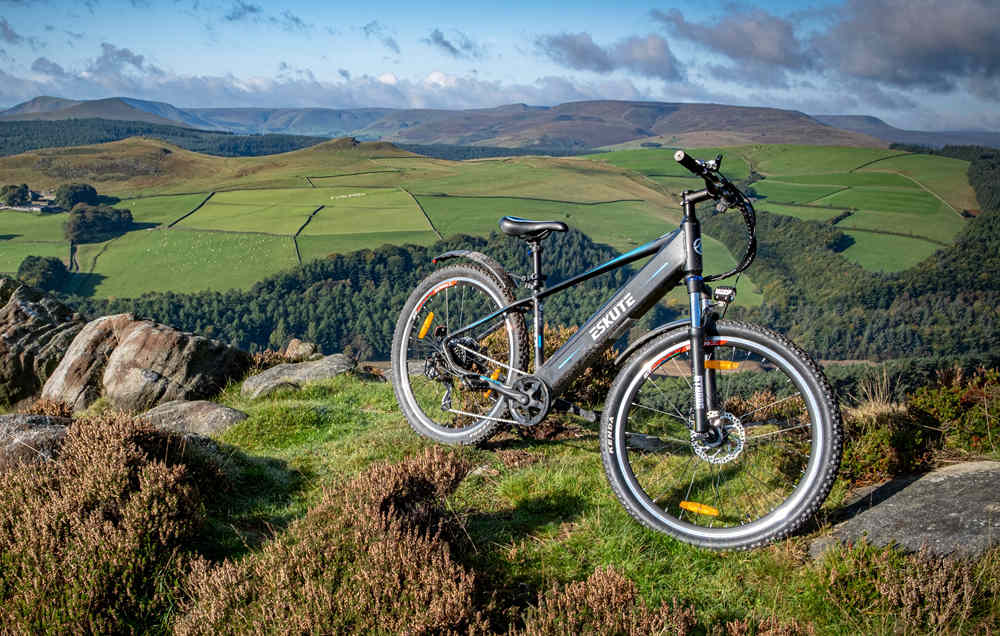 mountain e-bike at the top of the mountain