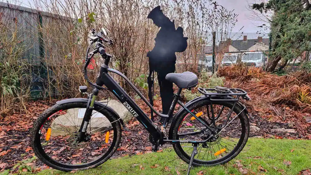 wayfarer electric bike in the garden