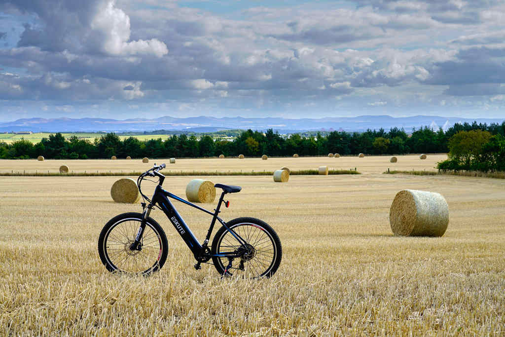 e-bike on the wheat fields