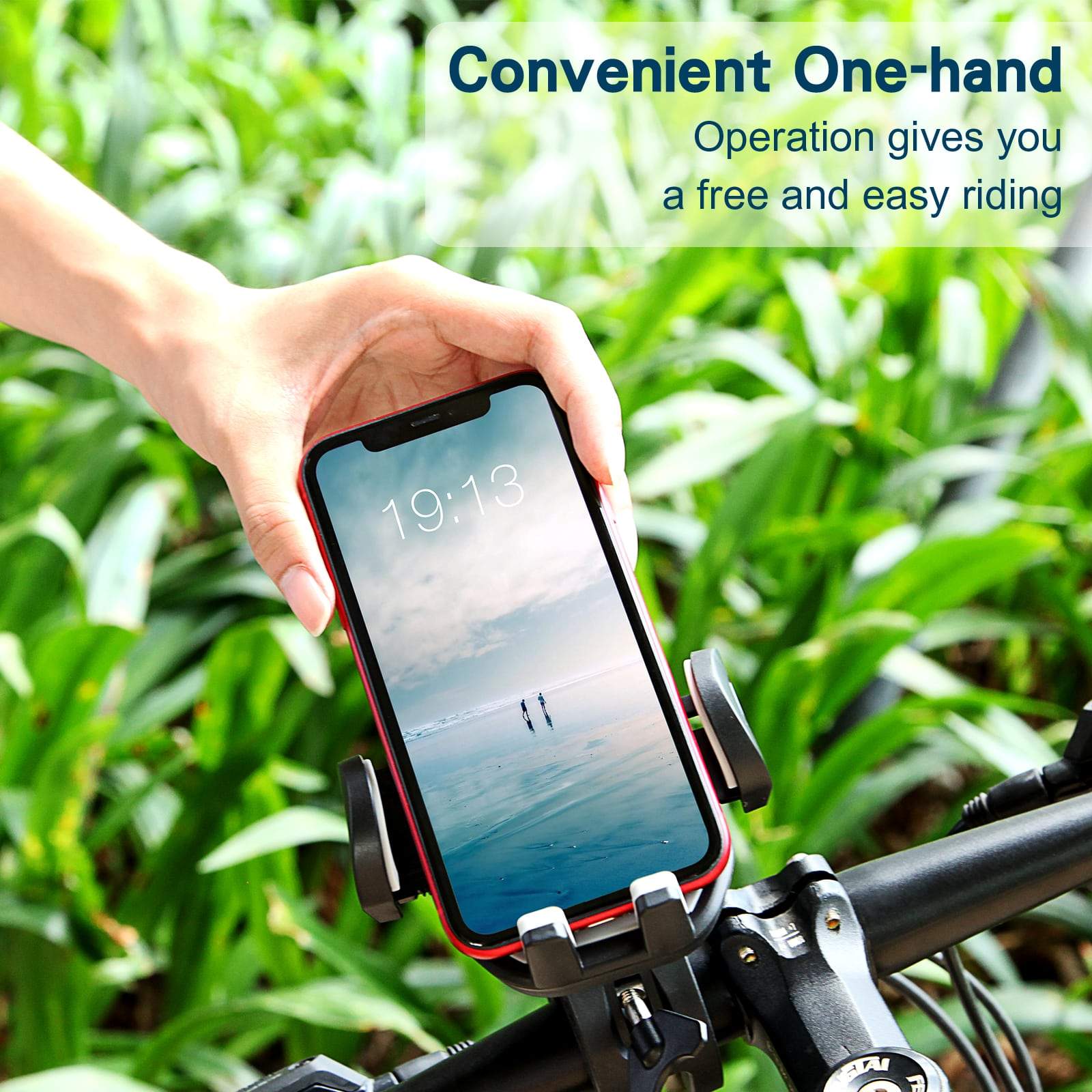 convenient bike phone holder allowing one-hand operation