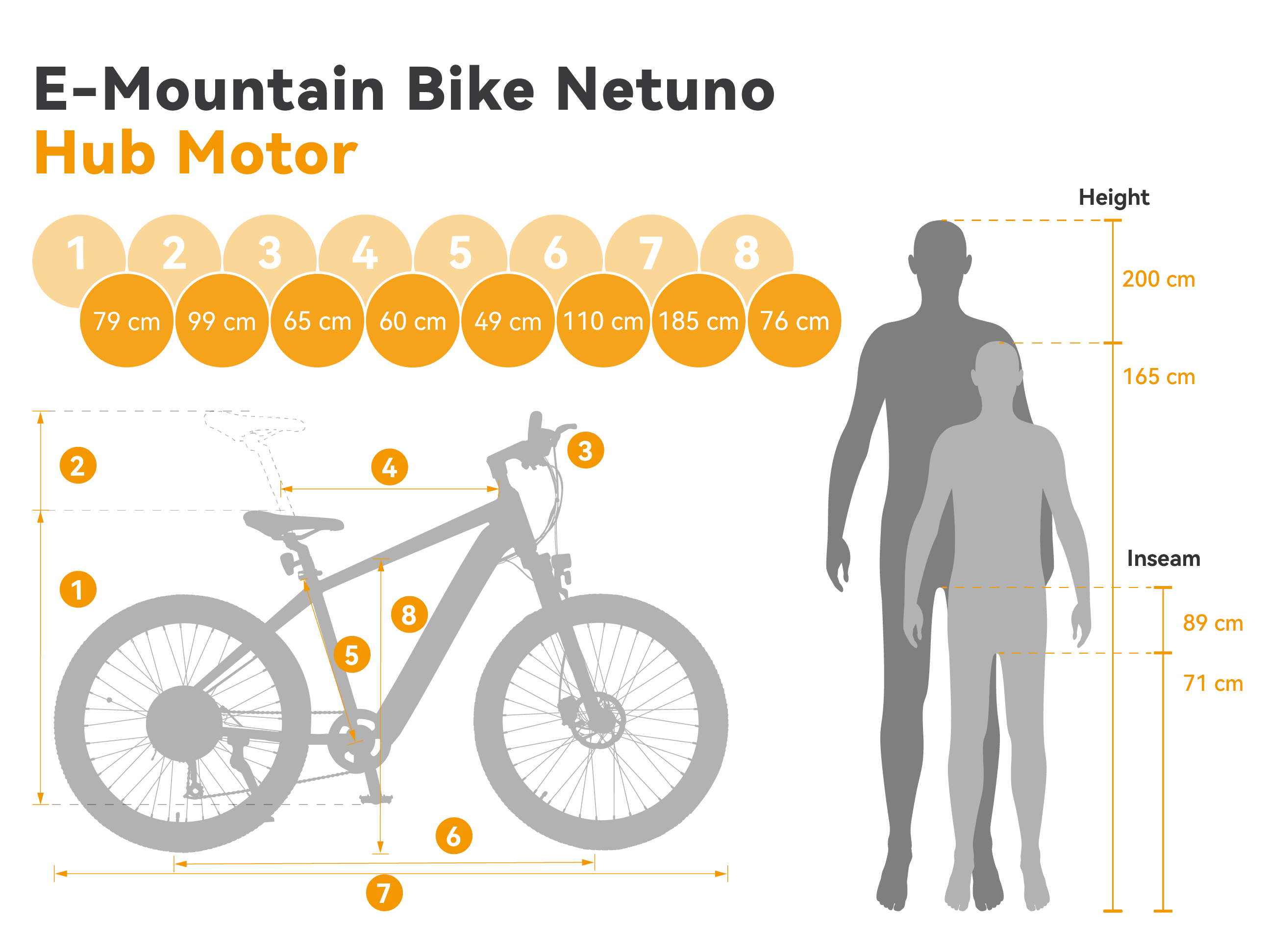 ESKUTE Netuno e-mountain bike suggested height for riders